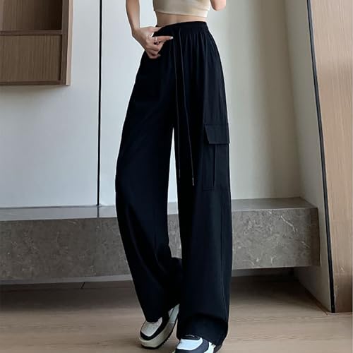 Womens High Waisted Cargo Pants Quick Dry Drawstring Stretch Wide Leg Sweatpants Baggy Casual Streetwear Y2k Trousers - Image 2