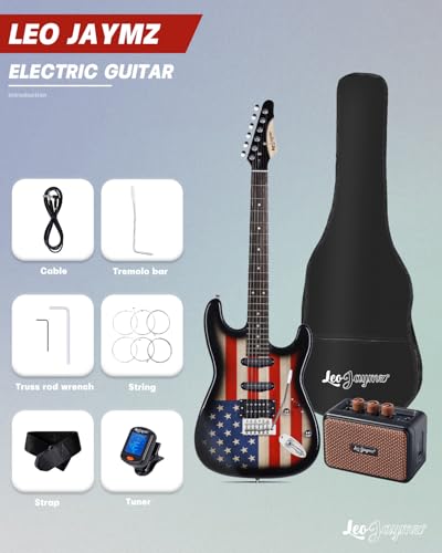 Leo Jaymz 39 Full Size ST Style Electric Guitar Starter Kit with SSH Pickup, 5W Portable Amp, Tuner, Gig Bag, Strap & Accessories (Violet Ocean) - Image 47