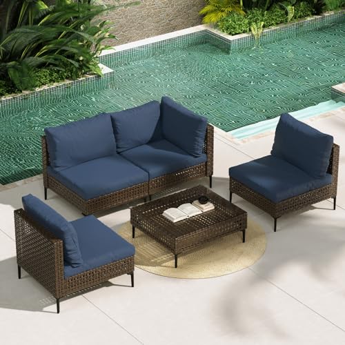 Grand patio 7-Piece Wicker Patio Furniture Set, Boho Outdoor Conversation Set Sectional Sofa with Water Resistant Thick Cushions and Coffee Table, Cream - Image 51
