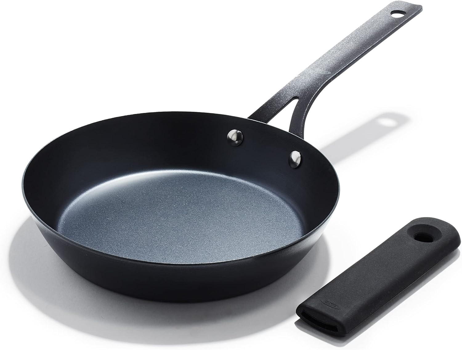 OXO Obsidian Pre-Seasoned Carbon Steel, 12 Wok Pan with Removable Silicone Handle Holder, Induction, Oven Safe, Black - Image 9