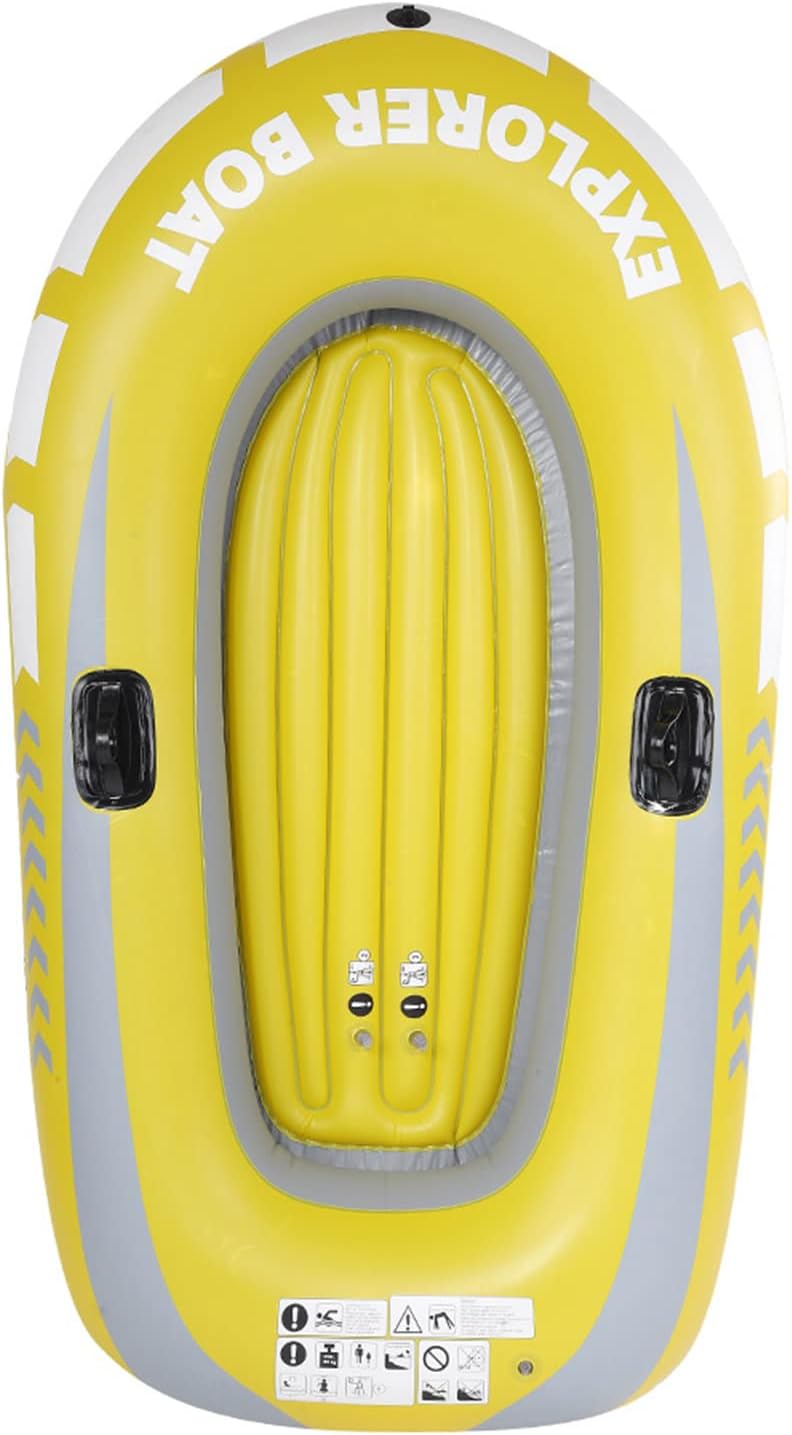 Inflatable Kayak Boat, Heavy Duty Inflatable Canoe Yellow Inflatable Kayak with Two Paddle Mounts Double Valve Design for 2 Person PVC Air Boat