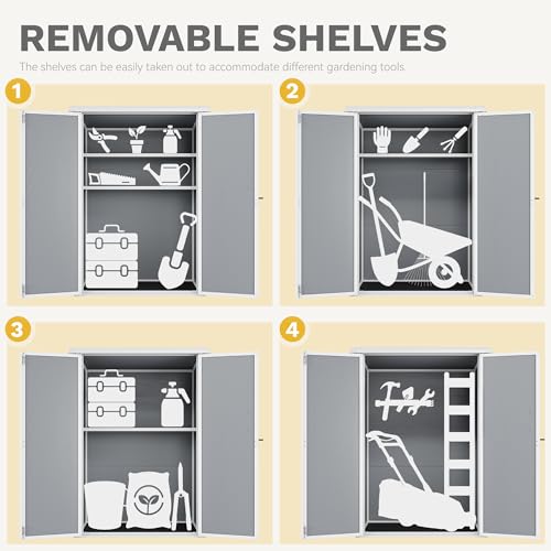 DWVO 5x3ft Resin Outdoor Storage Shed with Floor, Waterproof Lockable Storage Shed with Window, Plastic Outside Tool Storage for Garden, Backyard, Patio, Lawn, Gray - Image 57