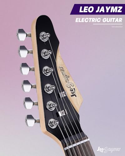 Leo Jaymz 39 Full Size ST Style Electric Guitar Starter Kit with SSH Pickup, 5W Portable Amp, Tuner, Gig Bag, Strap & Accessories (Violet Ocean) - Image 75