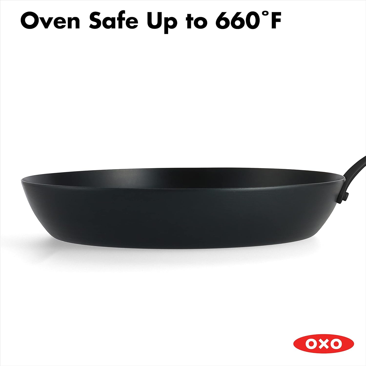 OXO Obsidian Pre-Seasoned Carbon Steel, 12 Wok Pan with Removable Silicone Handle Holder, Induction, Oven Safe, Black - Image 19