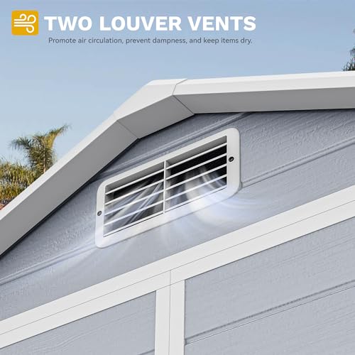 DWVO 5x3ft Resin Outdoor Storage Shed with Floor, Waterproof Lockable Storage Shed with Window, Plastic Outside Tool Storage for Garden, Backyard, Patio, Lawn, Gray - Image 63