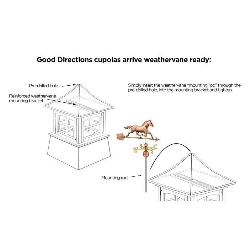 Good Directions Manchester 18 in. x 18 in. x 40 in. Square Vinyl Cupola with Rooster Weathervane - Image 6