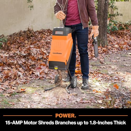 LawnMaster FD1503 Electric Wood Chipper Shredder 15-Amp 1.8-Inch Cutting Diameter Max 14:1 Reduction - Image 3