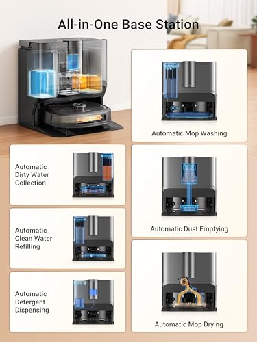 Eureka J15 Pro Ultra Robot Vacuum and Mop with Self Emptying Base, 16,200 Pa Suction, Flex-Arm Design Mop, Auto Mop Hot Water Washing & Hot Air Drying, Anti-Tangle, AI Obstacle Avoidance, Black - Image 16