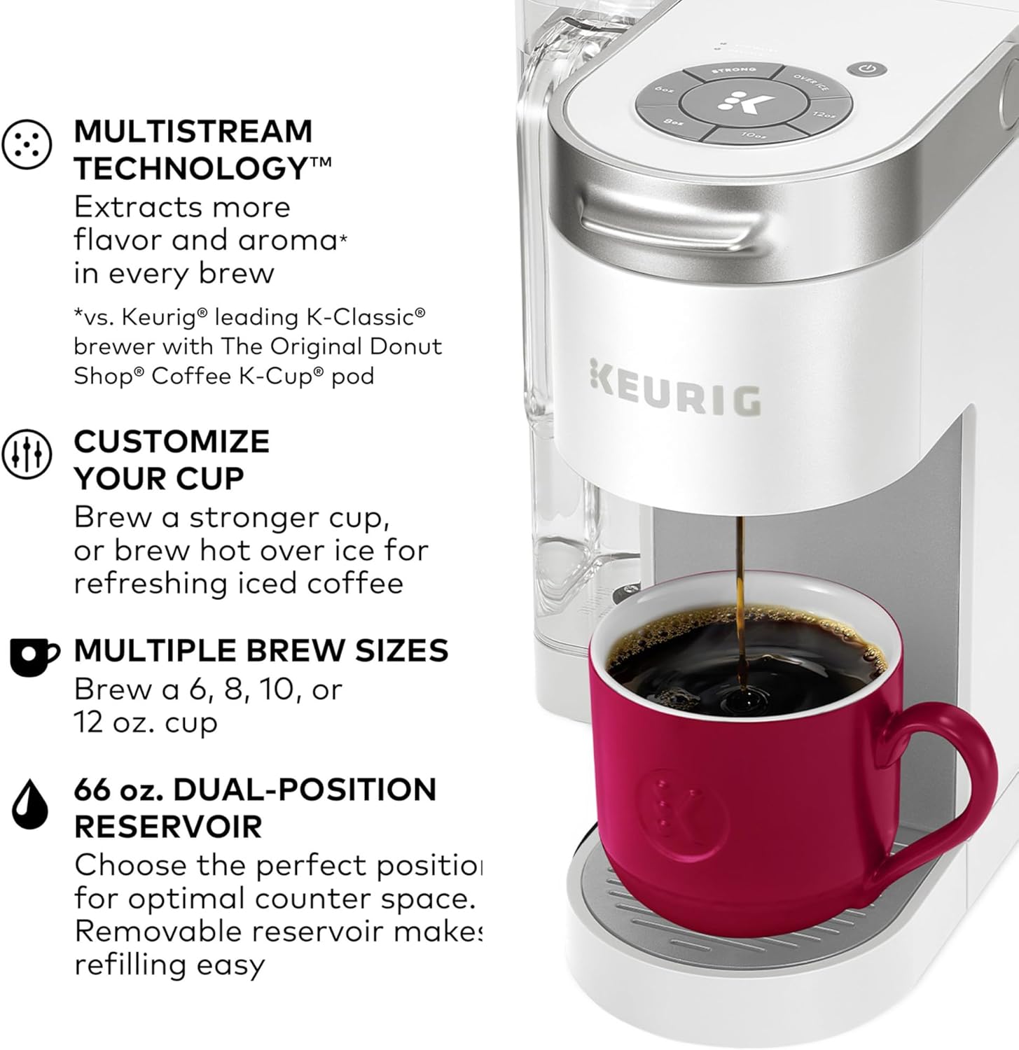 Keurig K-Supreme Single Serve K-Cup Pod Coffee Maker, MultiStream Technology, 4 Brew Sizes, 66oz Dual-Position Removable Reservoir, Black - Image 26