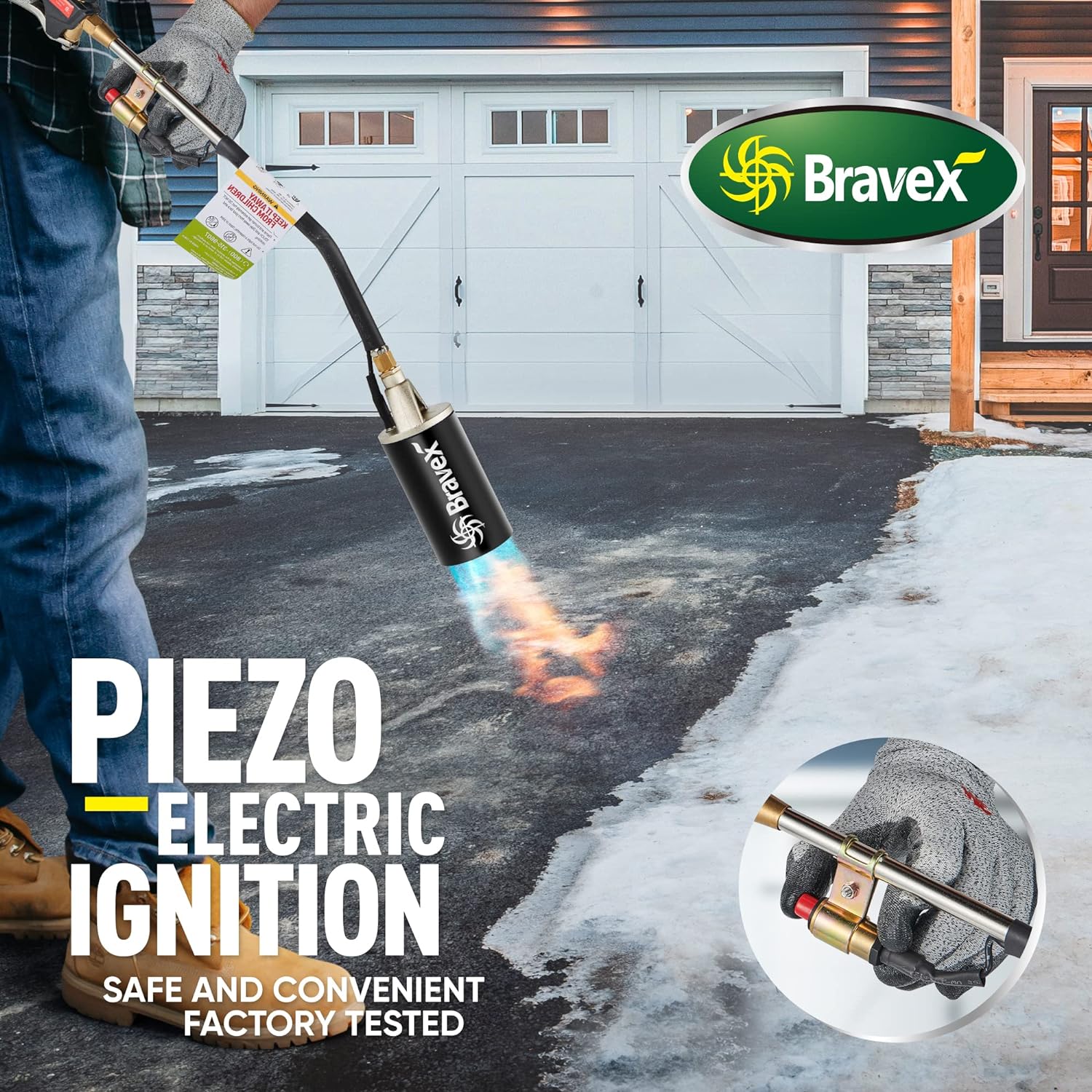 Propane Torch Weed Burner High Output 500,000 BTU, Heavy Duty Weed Torch Wand with Turbo Trigger Push Button Igniter (Piezo Electric Ignition) and 6.5 ft Hose (cCSAus certified) - Image 5