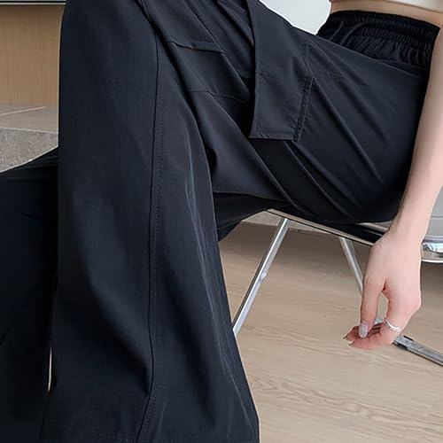 Womens High Waisted Cargo Pants Quick Dry Drawstring Stretch Wide Leg Sweatpants Baggy Casual Streetwear Y2k Trousers - Image 6