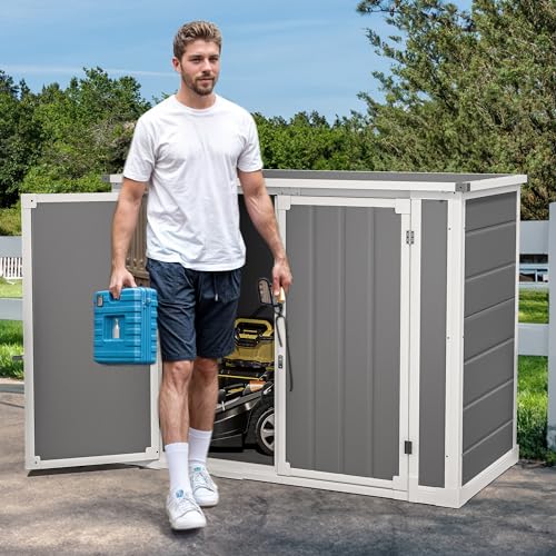 DWVO 5x3ft Resin Outdoor Storage Shed with Floor, Waterproof Lockable Storage Shed with Window, Plastic Outside Tool Storage for Garden, Backyard, Patio, Lawn, Gray - Image 20